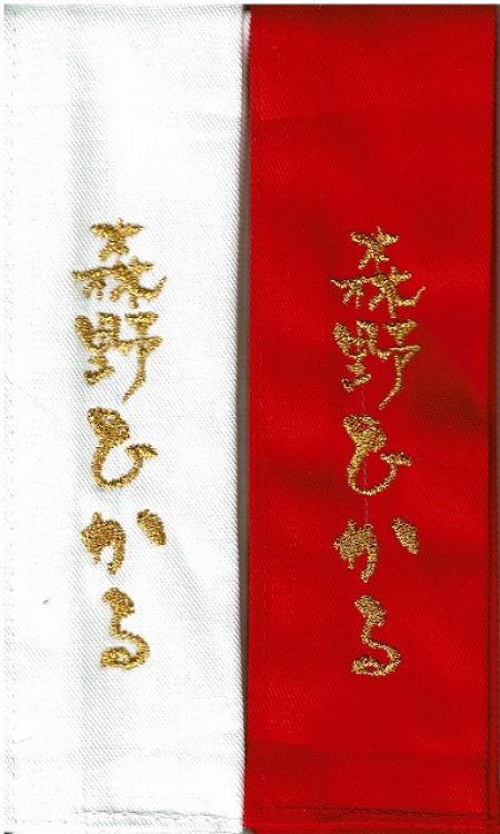 剣道タスキ　紅白1組(紅白刺繍糸同色)　お名前又は団体名どちらか一方を刺繍入り　一週間以内発送
