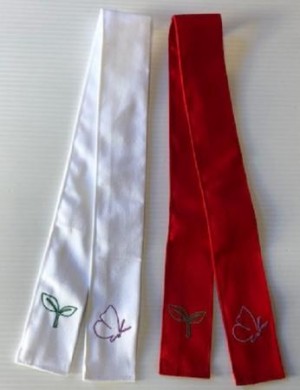 剣道タスキ(目印)　イラスト刺繍　紅白刺繍糸色2色可能